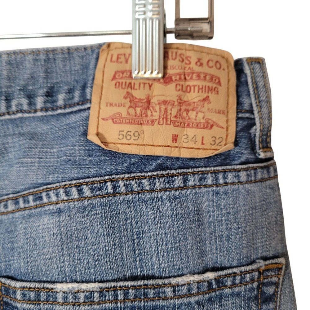 Levis Loose Straight Jeans W34/L32 Mens Denim 100% Cotton Blue - Picture 7 of 10